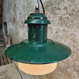 Vintage street lamp green enamel with glass