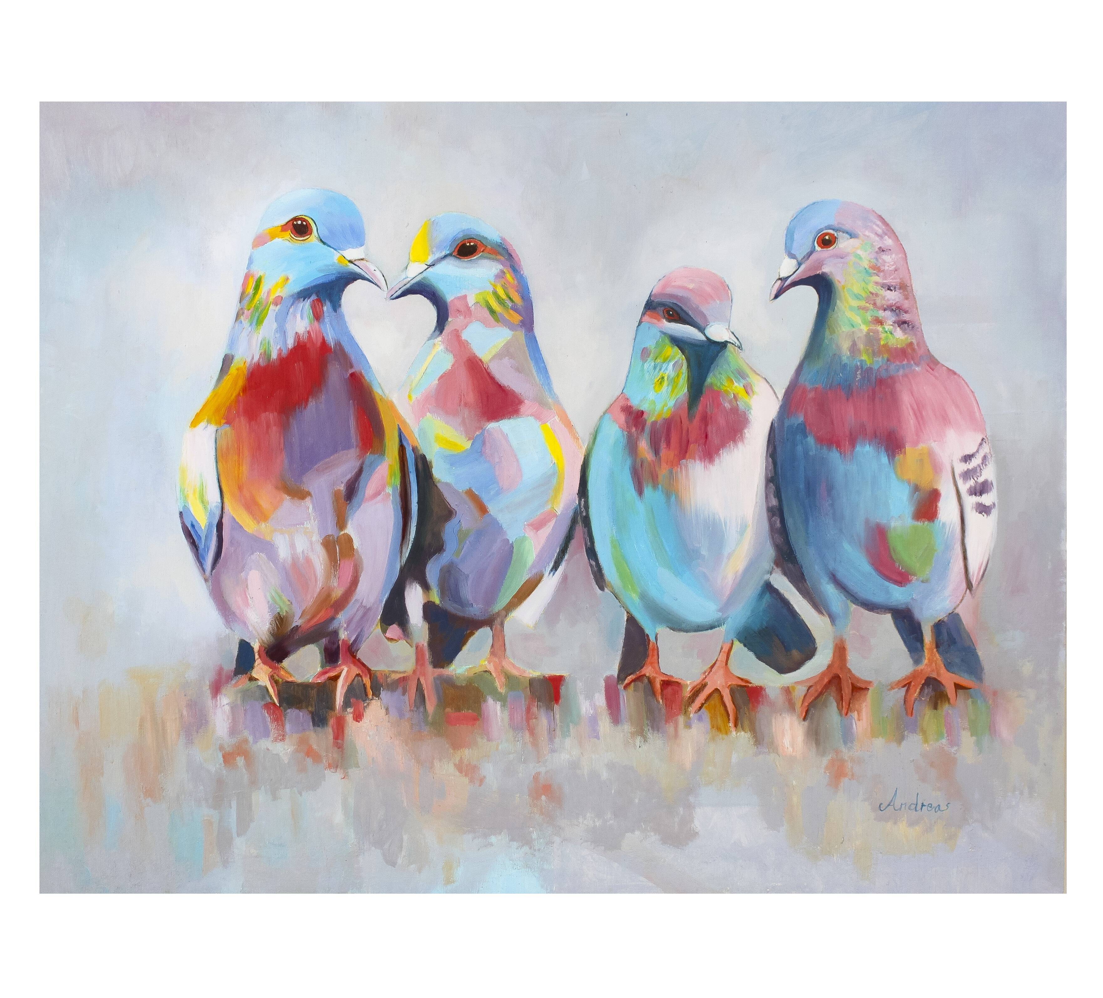 Painting of doves. Picture of doves. Doves in oil.