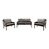 Sofa and 2 Scandinavian leather armchairs