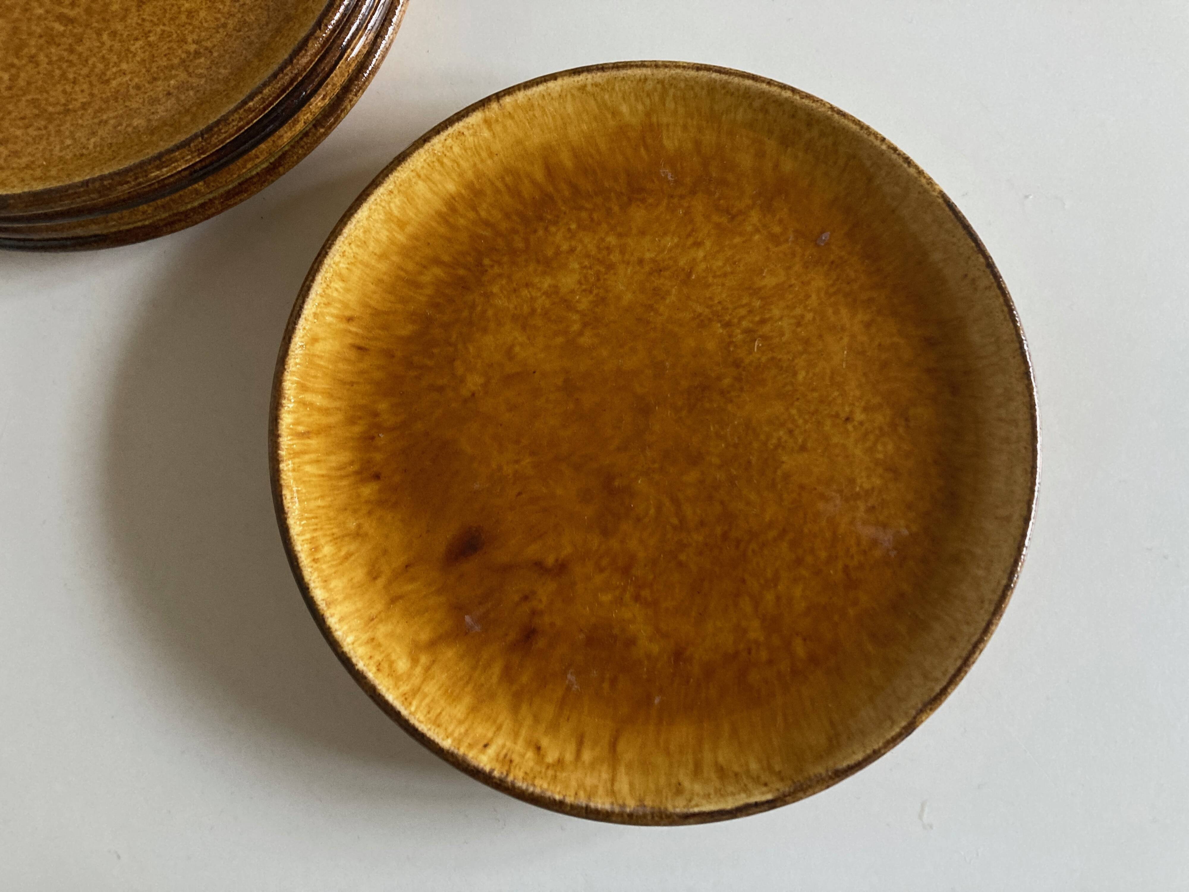 Set of 6 Dieulefit glazed earthenware plates workshop Mourre Milon 1970
