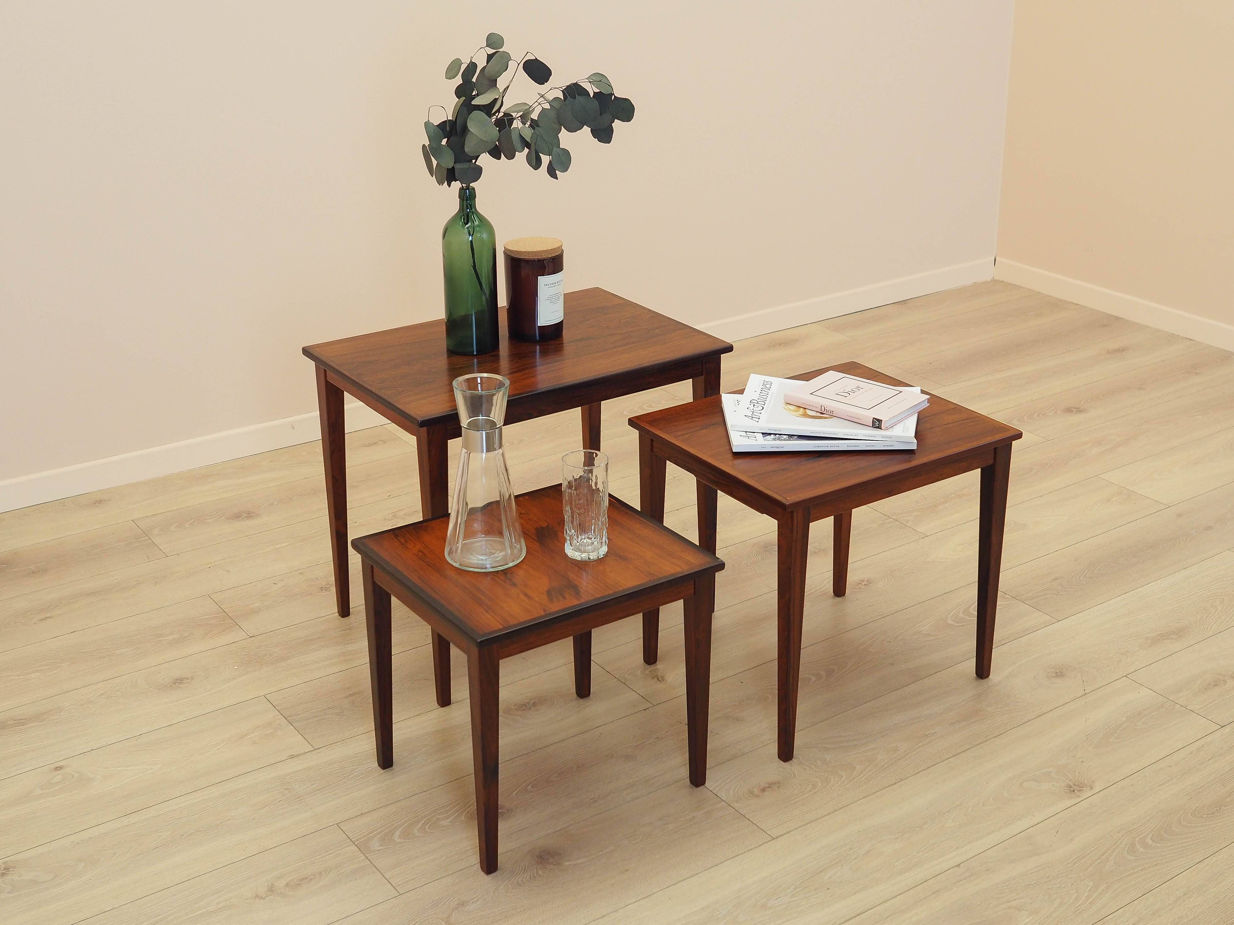 Set of three rosewood coffee tables, Danish design, 1960s, made in Denmark