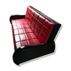 Canapé convertible vintage, skaï rouge et noir