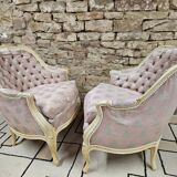Pair of 1960s silk bergère armchairs