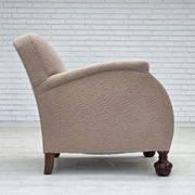 1950s, Danish artdeco armchair, furniture wool, oak wood legs.