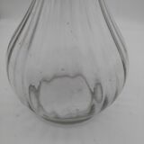 Large balloon glass carafe with pewter frame.