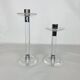 Pair of vintage plexiglass and chrome metal candlesticks