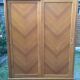 Vintage wardrobe with compass feet in oak and oak cp with 2 sliding doors.