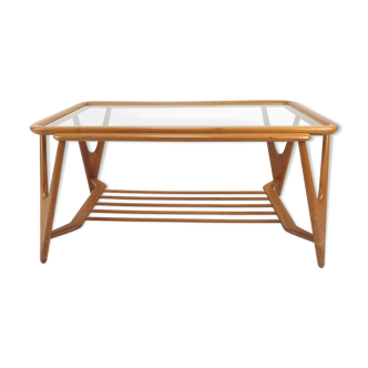 Italian walnut mid-century modern coffee table, 1950s