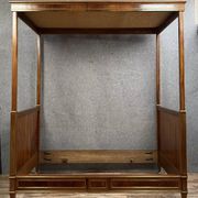 Parisian Louis XVI style four-poster bed in mahogany and gilded bronze circa 1850