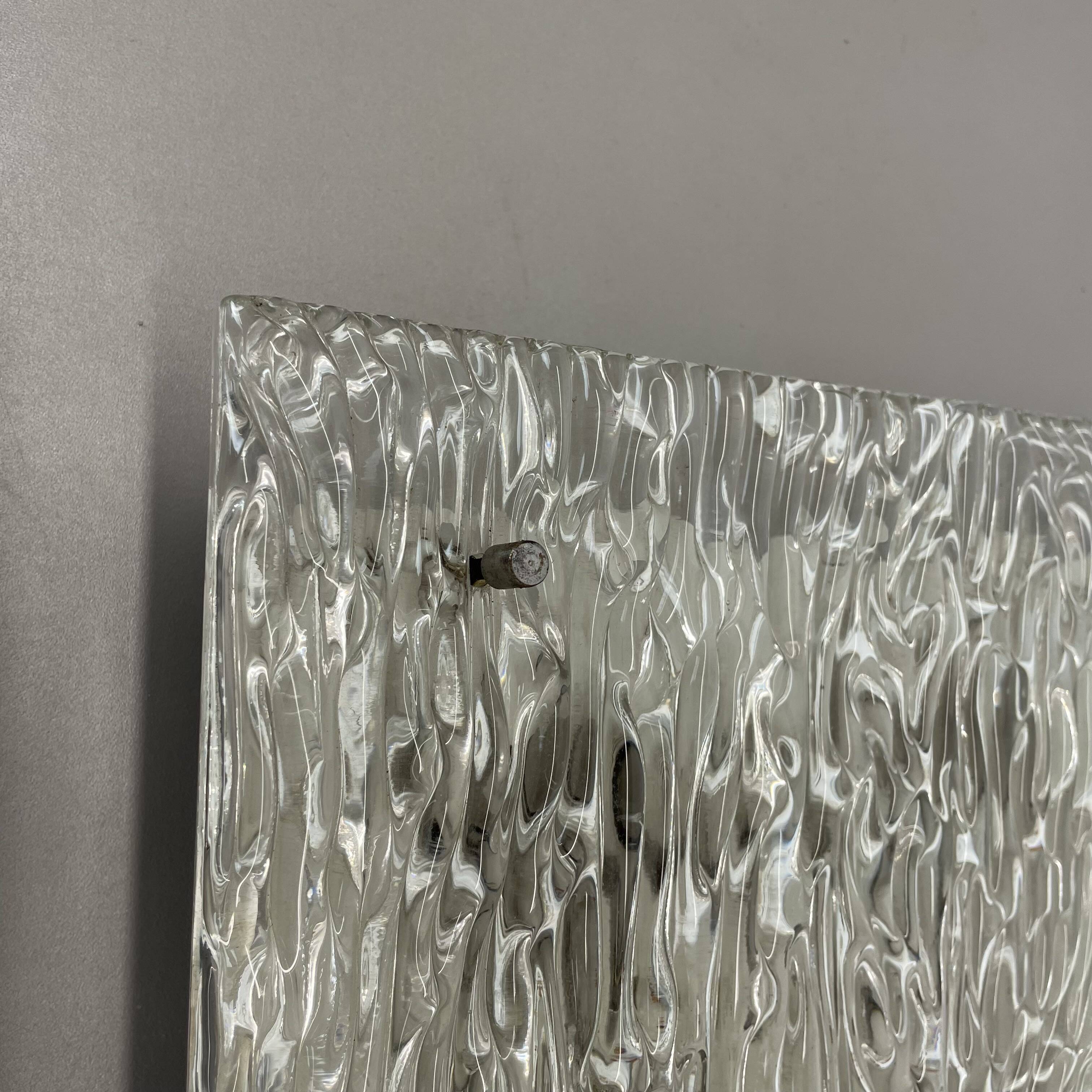 Large organic Hollywood Regency Ice Glass Wall Light Made by Kalmar Lights