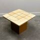 Graphic travertine tile coffee table on oak base, 1970s