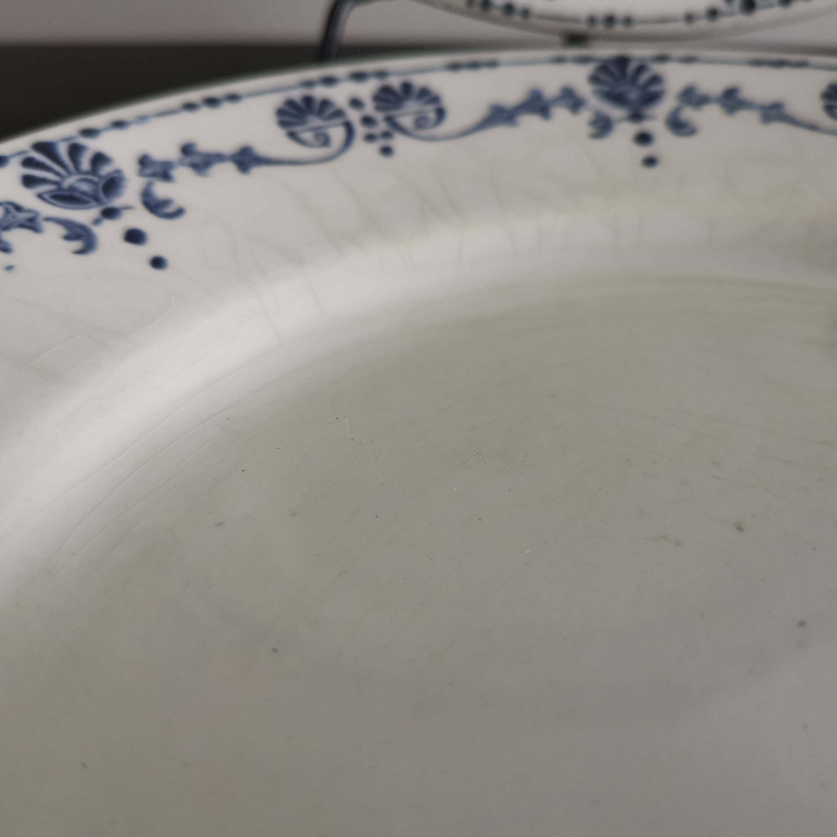 Old "Etruscan" flat plates in opaque porcelain from Gien Terre de Fer