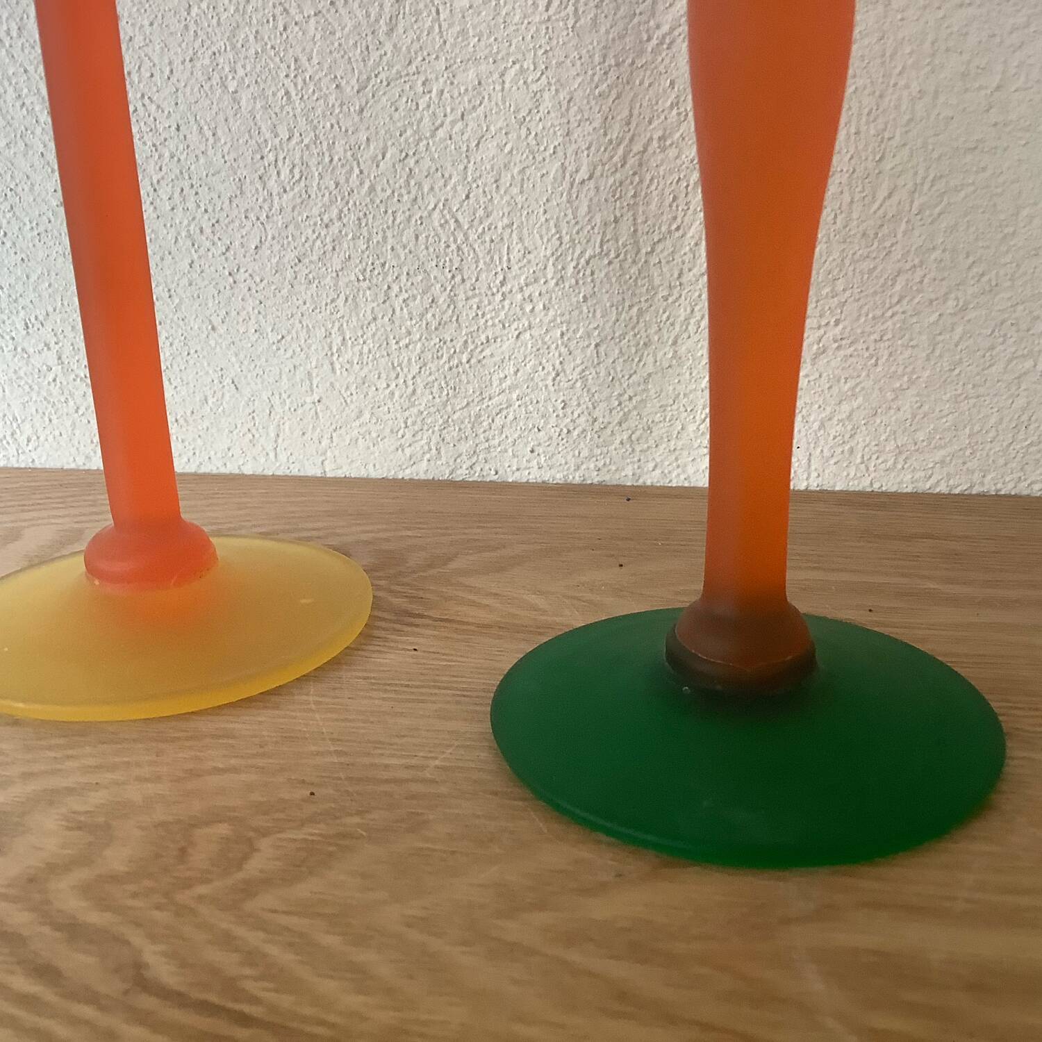 Bougeoirs verre années 1990 post moderne multicolore