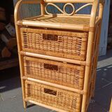 Pair of 1970s rattan bedside tables