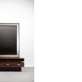 Coiffeuse scandinave moderne en palissandre avec miroir oblong, années 1970