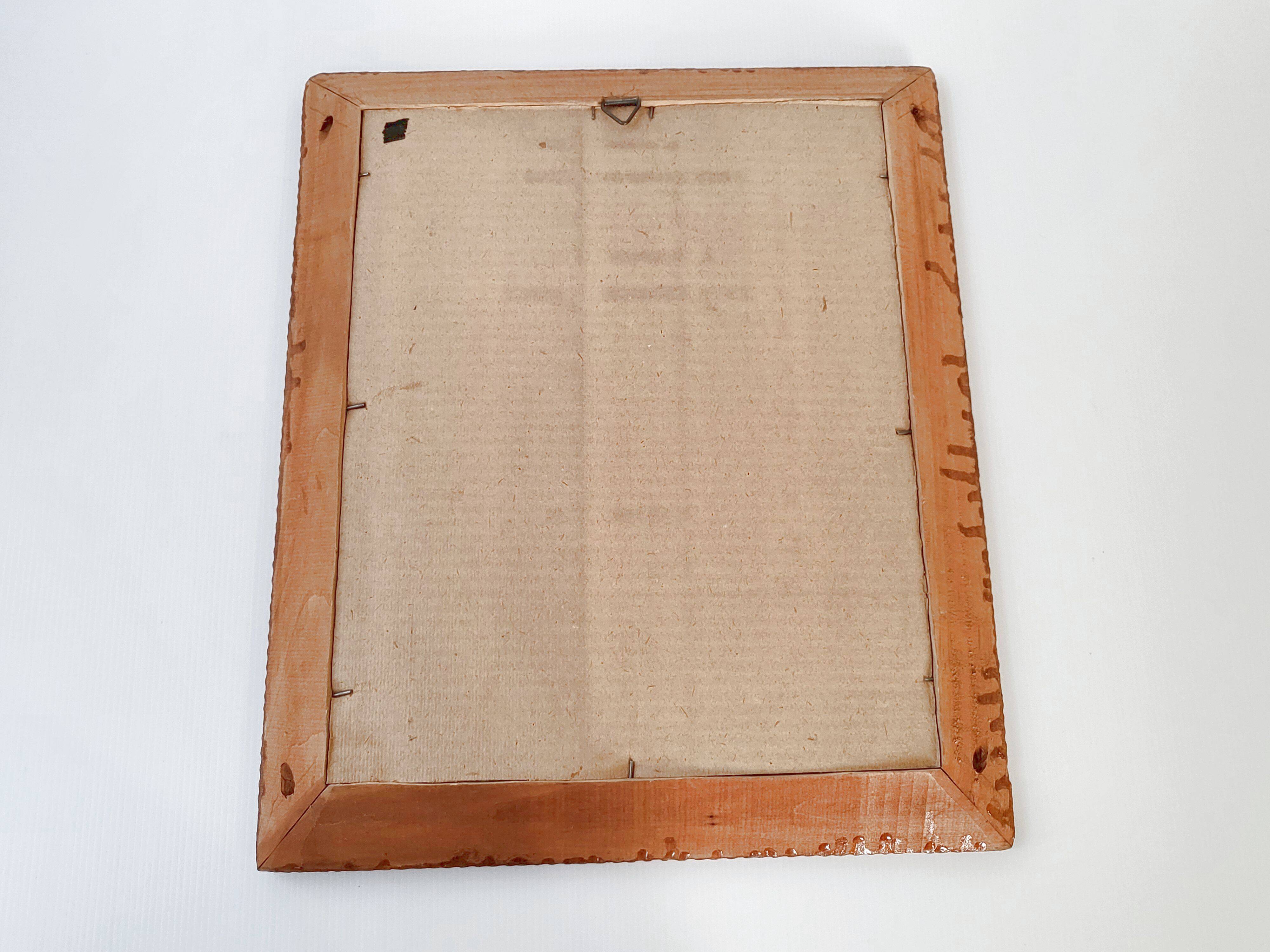 Vintage mirror 1950 in honeycomb-style carved wood