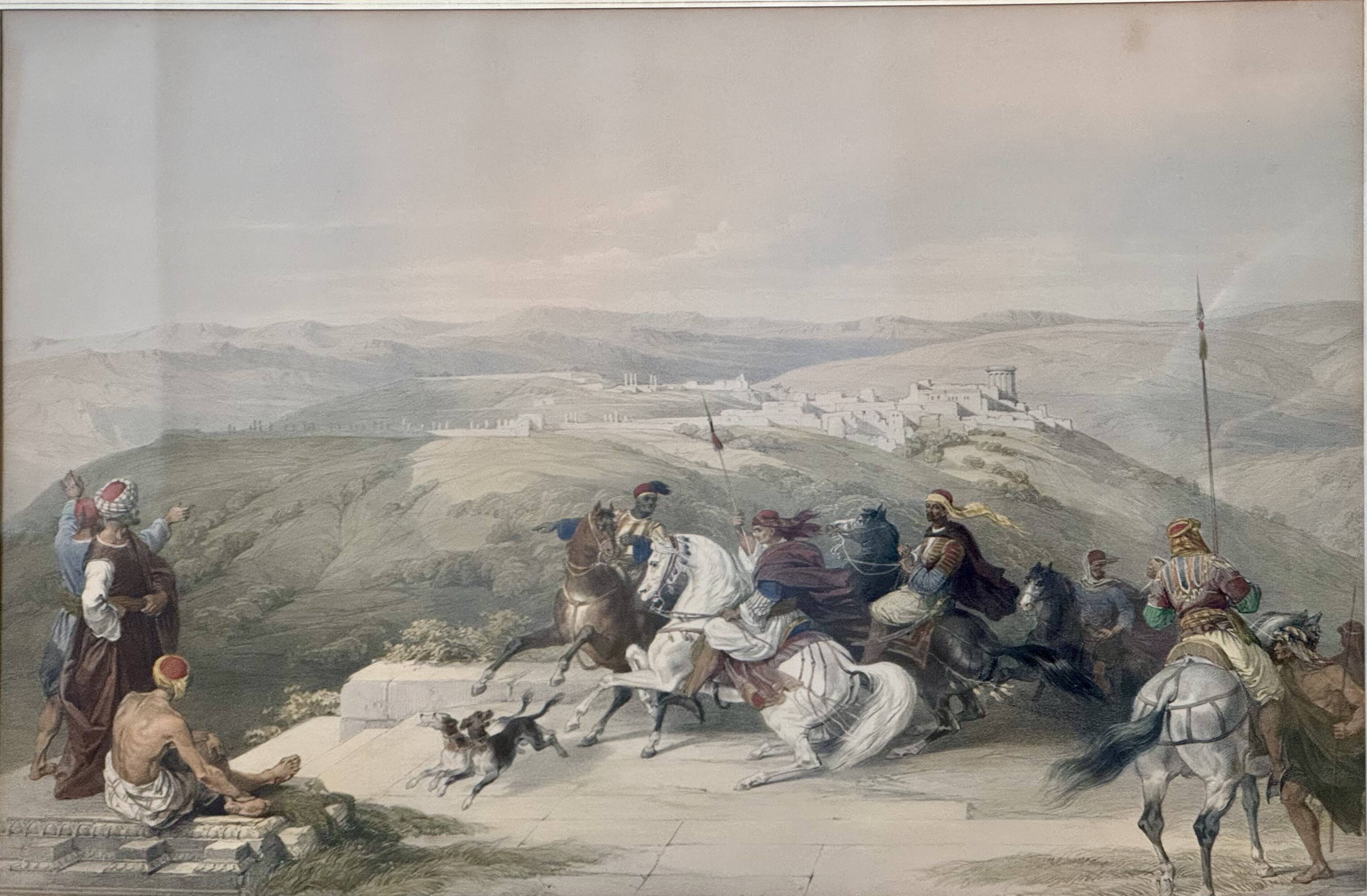 Old orientalist painting, Sebastia, after David Roberts 20th century