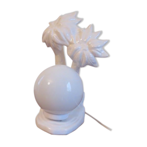 Lampe  palmier  en céramique - opaline blanche