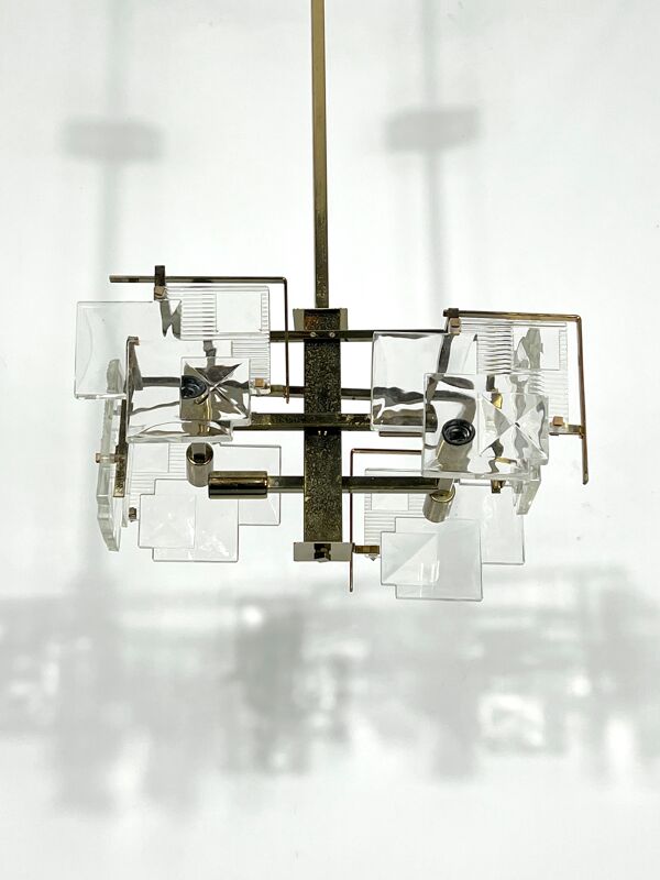lustre Sciolari En Laiton Du milieu Du Siècle. Italie Années 70