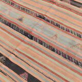 5x9 Rug For Living Room Salmon Green Kilim Rug, 145x288Cm