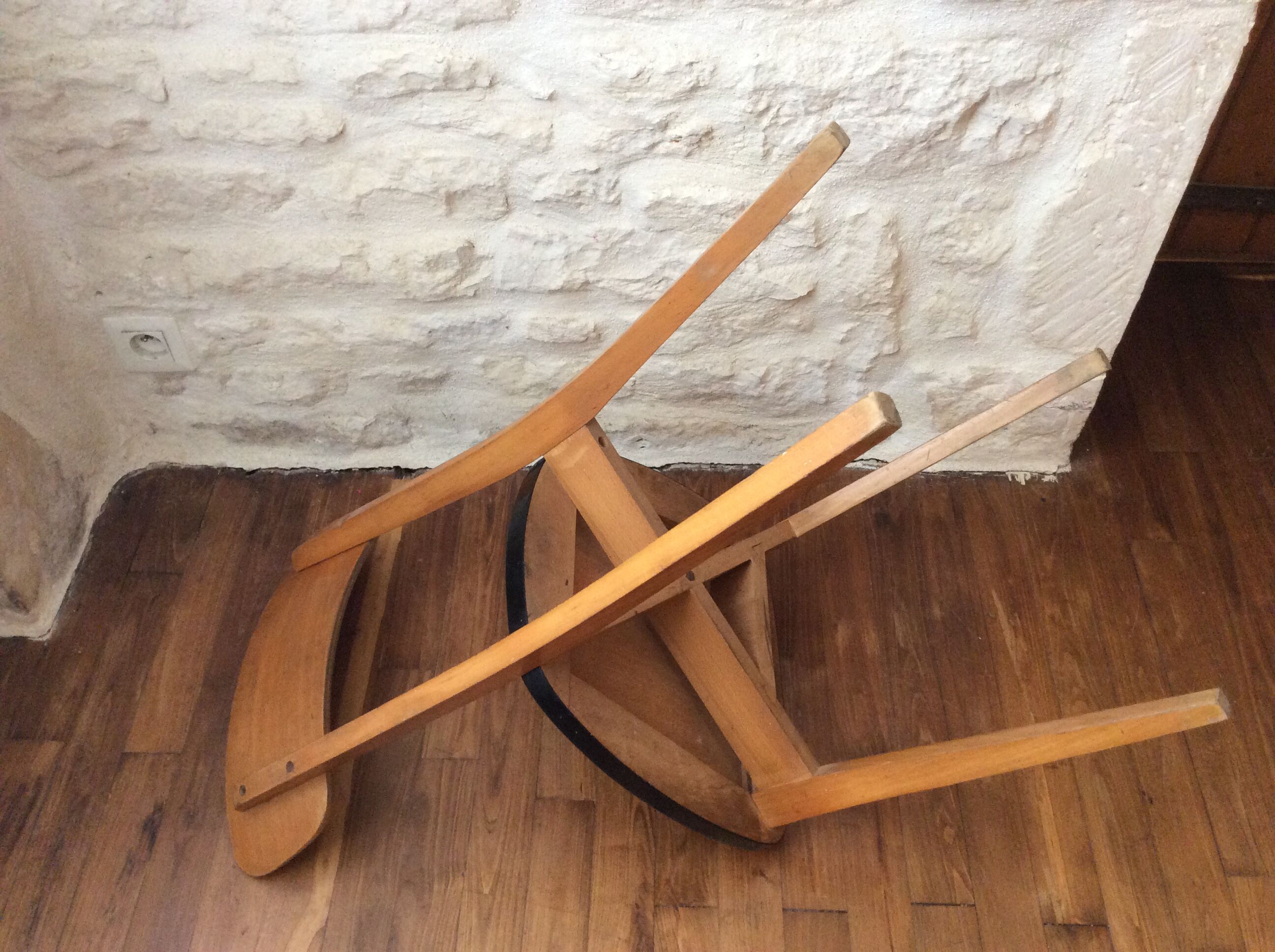 Set of 6 chairs in wood and green leatherette, 1960's