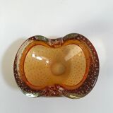 Ashtray sommerso orange bubbled, 1960, murano