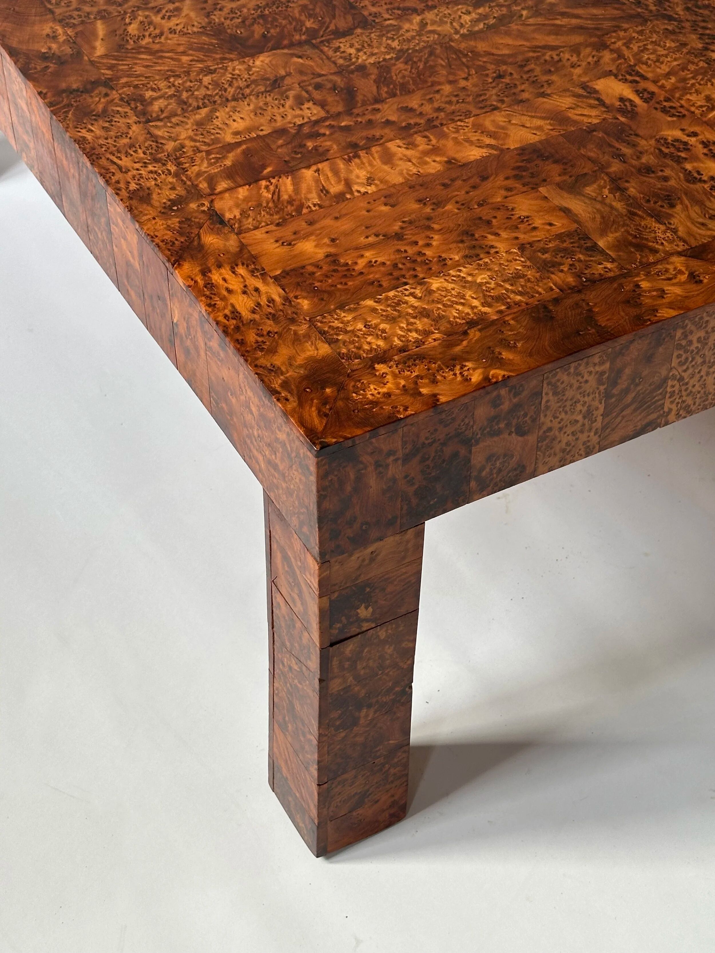 Coffee table made of solid elm burl, patchwork, Belgium, 1990s