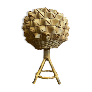 Lampe boule Tiki en rotin