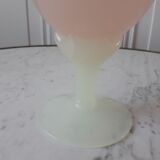 Opaline vase toothed white foot 30s