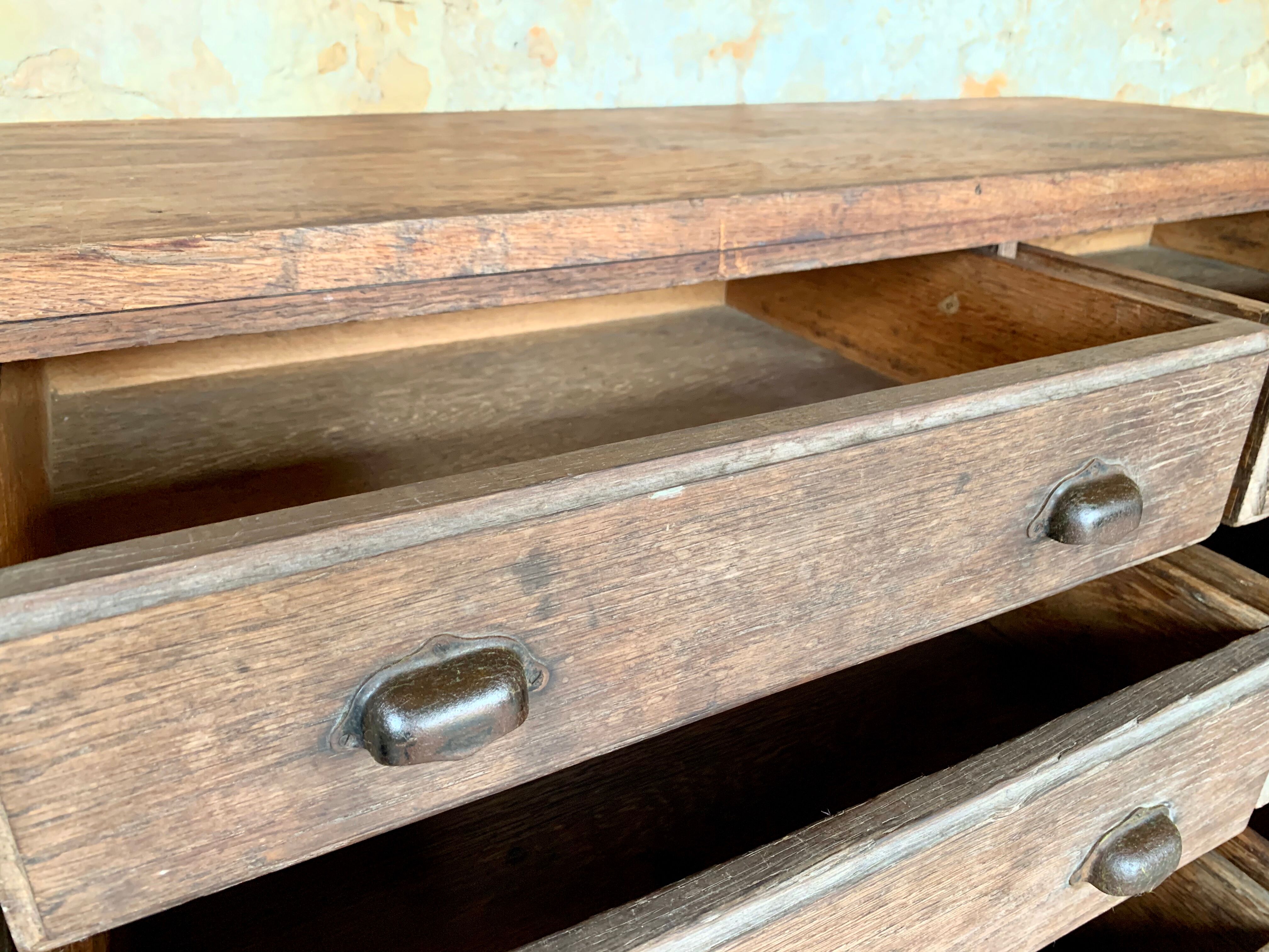 Cabinetmaker's workshop furniture with 12 drawers circa 30's/40's