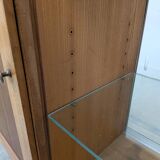 Double-sided counter in wood and pink marble (233 cm)