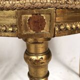 Series of three Louis XVI style chairs in gilded wood, circa 1900