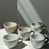 Set of 5 Indonesian ceramic handle coffee cups