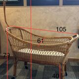 Baby rattan cradle, 1960s