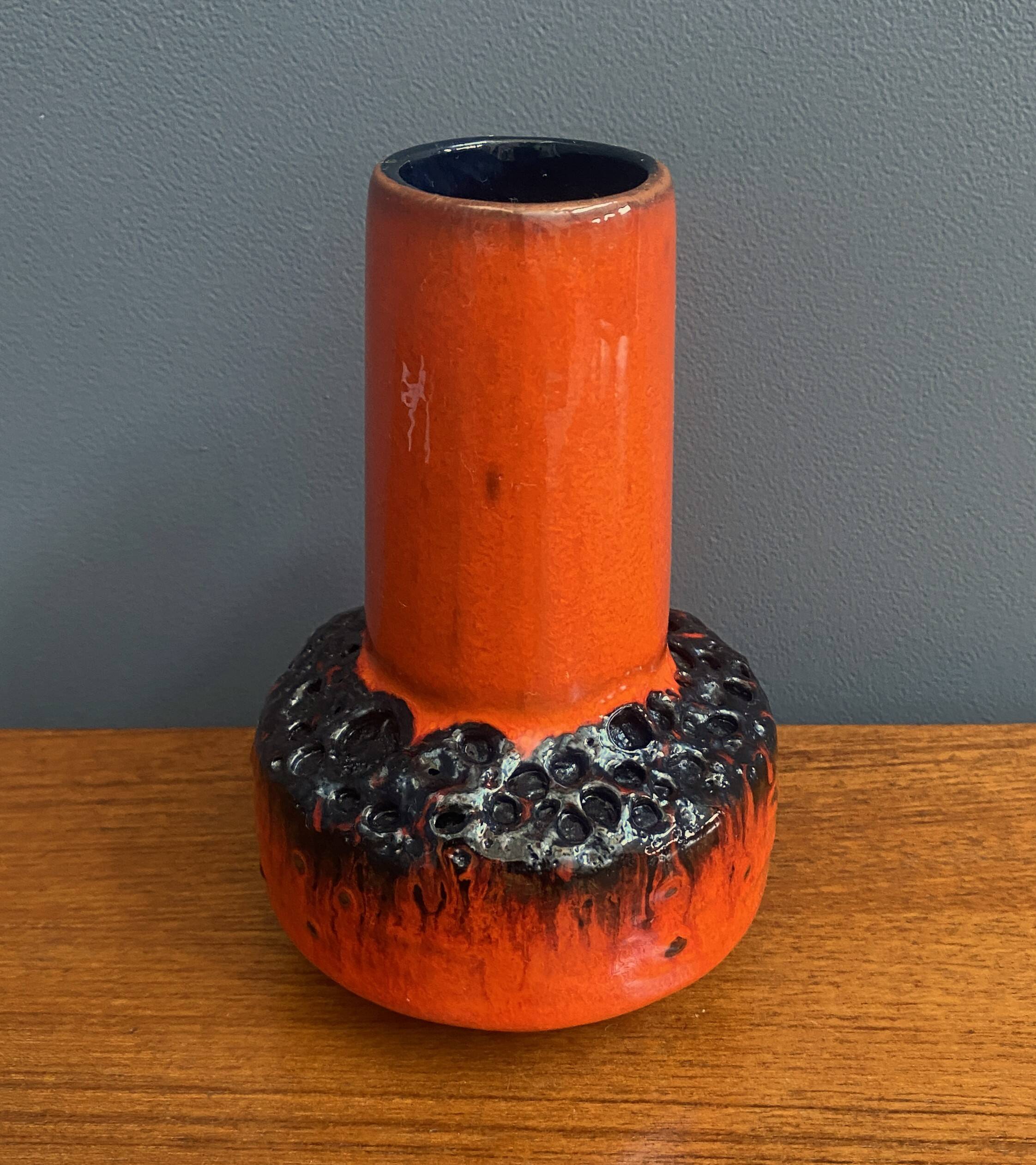 Orange Fat Lava vase by C.J Kreutz model 219 1960s West Germany Pottery