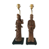A Pair Of Wooden Lamps The Way of James Mont