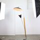 Mid-century italian aluminum & wood floor lamp with reflector