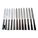 Coffret de 12 couteaux de table vintage  inox et bakélite brune