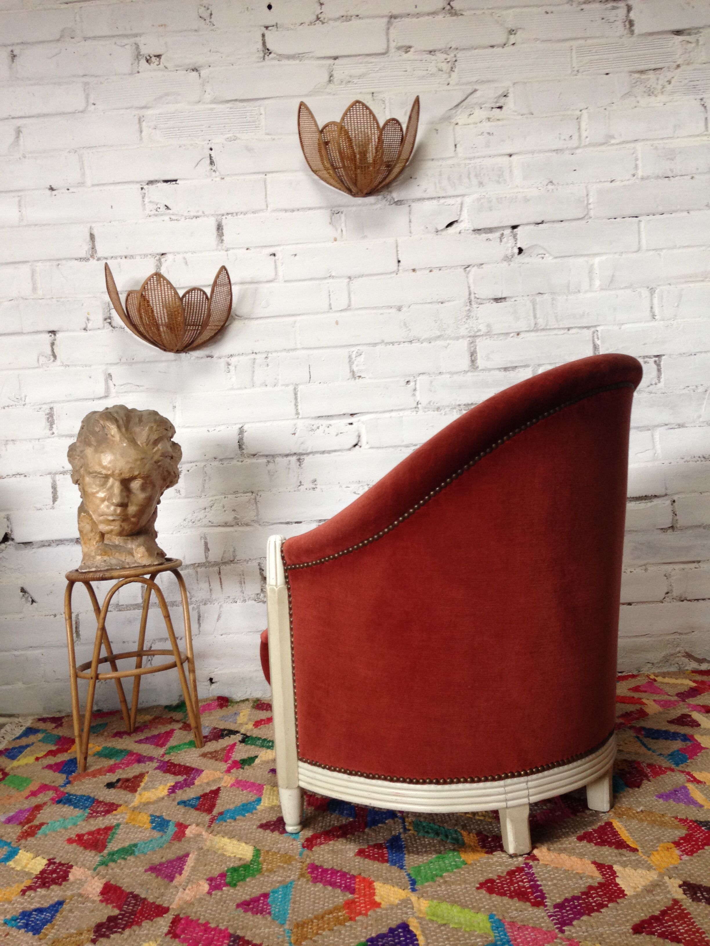 Art deco velvet armchair