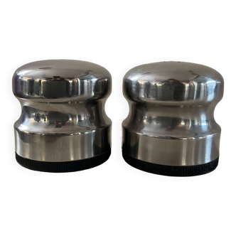 Vintage 70s stainless steel salt and pepper shaker