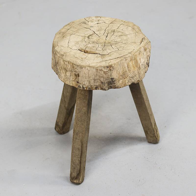 Old Antique Wabi Sabi Primitive pine stool