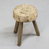 Old Antique Wabi Sabi Primitive pine stool