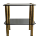 Side table in thick greenish glass with brass legs, Italy, 1960s.