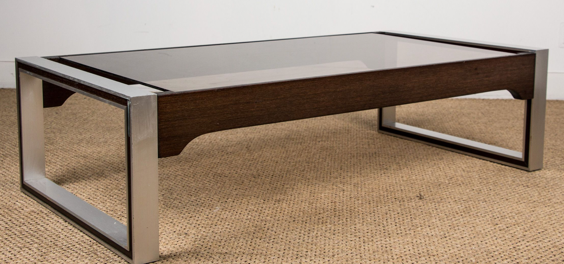 Coffee table in aluminum and rosewood from Calude Gaillard. Roset Line. 1970