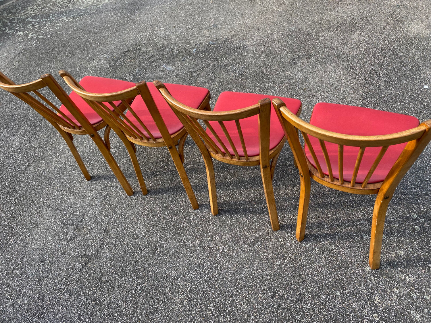 Set of 4 red baumann chairs