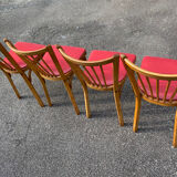 Set of 4 red baumann chairs