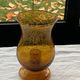 Photophore in bubble glass and hand-blown golden yellow signed vintage biot