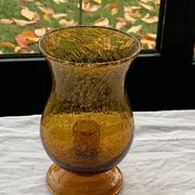 Photophore in bubble glass and hand-blown golden yellow signed vintage biot