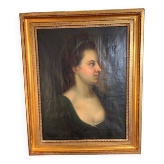 Portrait de femme XVIIIᵉ siècle Huile sur toile (Antique tableau)