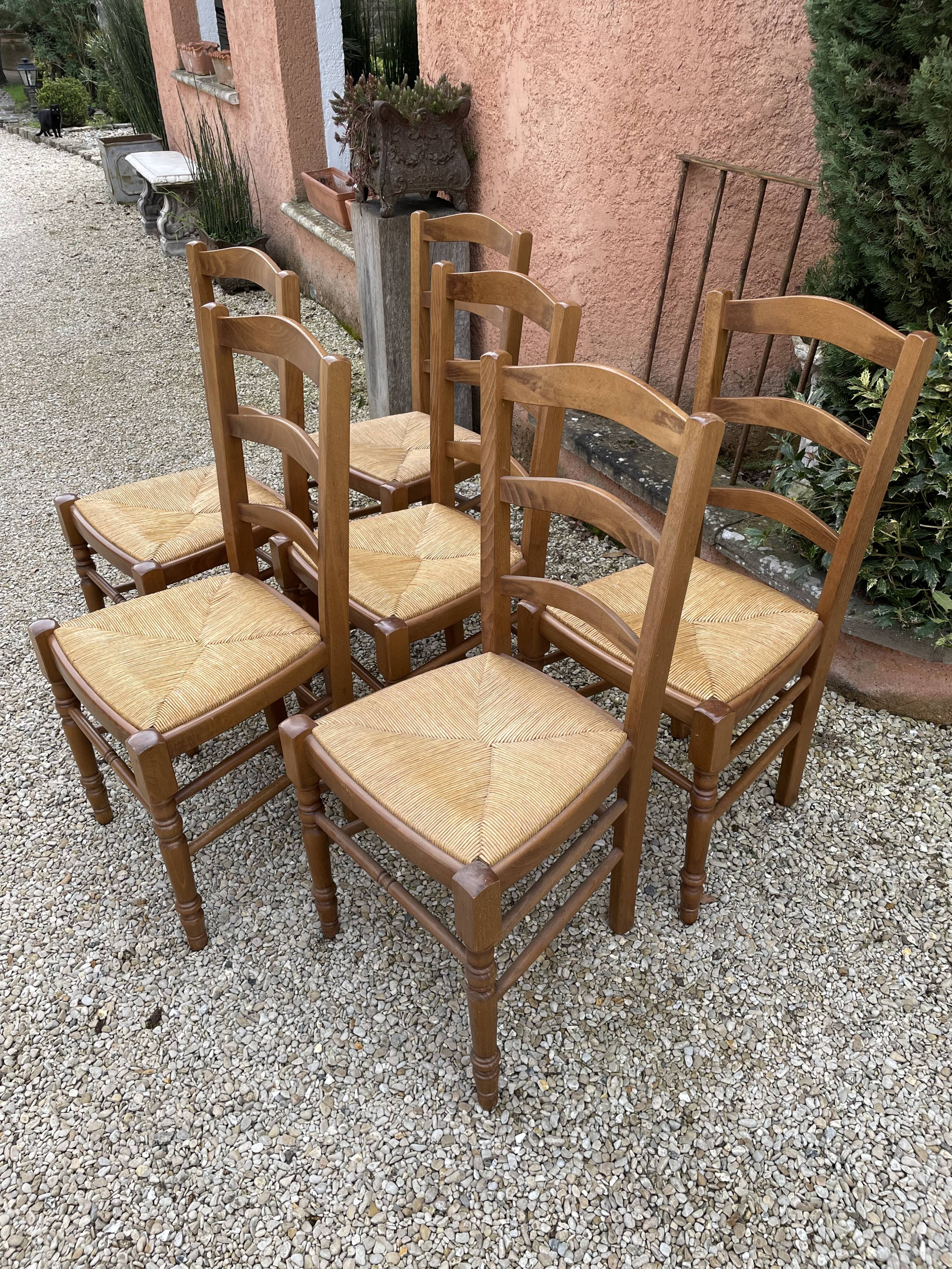 Series of 6 rustic chairs